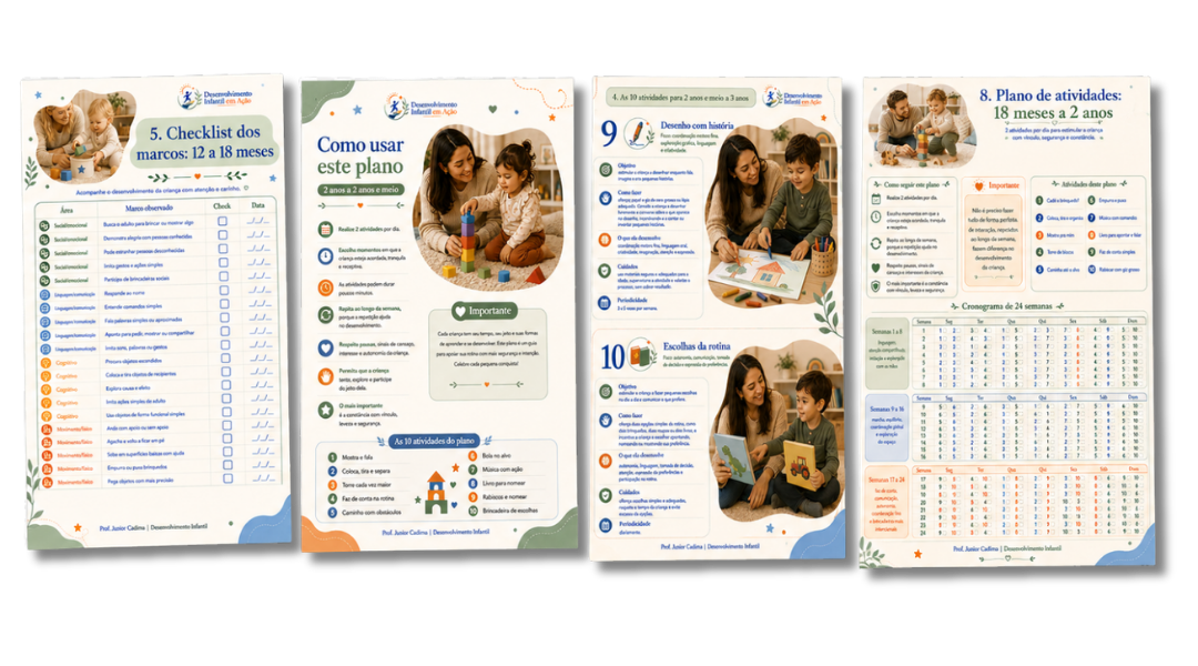 Exemplo de páginas do guia de desenvolvimento infantil